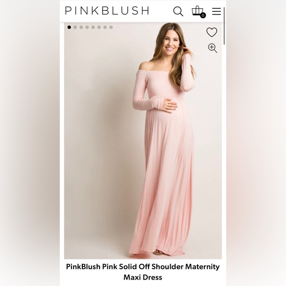 PinkBlush Pink Solid Off Shoulder Maternity Maxi Dress, size s - Picture 1 of 10